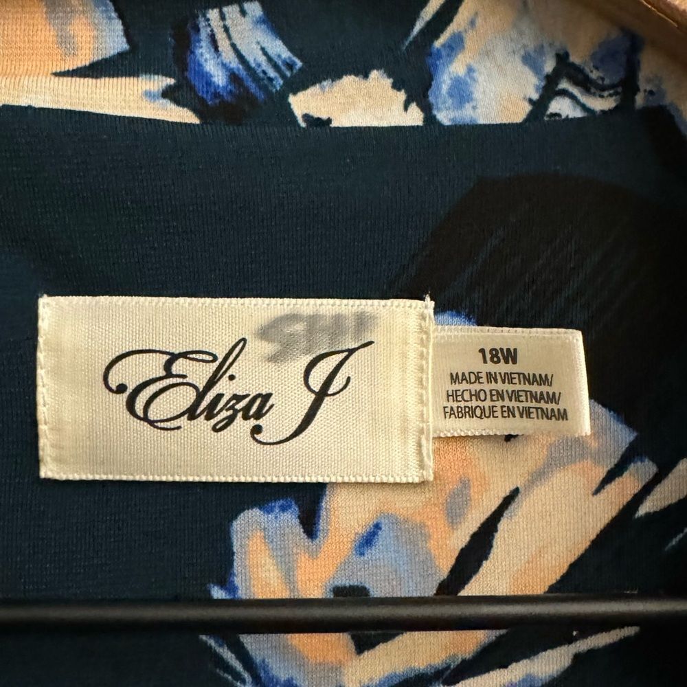 Eliza J Size 18W Emerald Green Floral Print Collared Wrap Dress - Picture 8 of 14